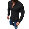 2018 algodão linho camisa de verão homens tops casual solta v pescoço manga comprida homens cor sólida plus size camiseta Chemise homme