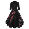 Azulina Audrey Hepburn Vintage Party Dress Dress Donne Floral Flare Midi Abiti Inverno Autunno Retro Elegante Dress Vestidos Robe Femme