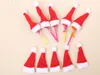 Mini Santa Claus Hats for Lollipop Christmas Party Holiday Lollypop Top Topper Wine Bottle Doll Decor Cap Tableware Covers festive props