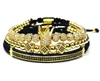 3pcs Set Men Bracelet Jewelry Crown Charms Macrame Perles pour femmes Gift Saint Valentin Christmas174Y