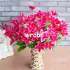 Fake Mini Lily Bunch (10 stems/piece) Simulation Lilies with Green Leaf for Wedding Home Showcase Decorative Artificial Flowers