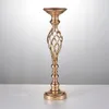 new style Gold Flower Vases Candle Holders Stand Wedding Decor Road Lead Table Centerpiece Rack Pillar Party Candlestick Candelabra best0071