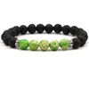 Perle di pietra lavica nera naturale Bracciale 7 Chakra Bracciale diffusore di olio essenziale Occhio di tigre Turchese Roccia vulcanica Braccialetti Yoga con perline