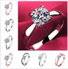 18k Classic 1.2ct white gold Plated large CZ diamond rings Top Design 4 prong bridal wedding Ring for Women