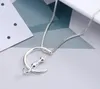 Mode Kat Maan Hanger Ketting Charm Zilver Goud Kleur Ketting Voor Huisdier Lucky Sieraden Voor Vrouwen Gift Shellhard GA308287p