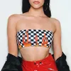 2018 Sommar Kvinnor Sexig Stropplös Tube Top Printed Bandeau Ärmlös Grödor Top Jaded London Flames Rutig Wrap Bröst