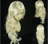 Livraison gratuite +++ perruque synthétique longue bouclée blonde pâle cheveux sexy Sathura perruque de mode pour femmes