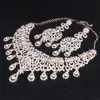 Orecchini di collana di cristallo placcato oro moda set di gioielli da sposa per la decorazione degli accessori del costume da sposa della festa delle spose