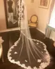 Real Image Veils Suknie ślubne Akcesoria Custom Made One Layer Tulle Welon Bridal z Grzebień Koronki Aplikacje 3 metrów Długi Veil