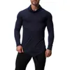 Nowa męska marka O-Neck Nieregularne koszulki Koszulki męskie Casual Z Długim Rękawem T Shirt Slim Fit Fitness Siłownie Koszulki Topy S-2XL J181032