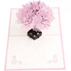 Cherry Blossoms 3D Greeting Card Romantic Flower Pop -Up Karty pozdrowienia Karty Gratulacyjne Karty wyskakujące kartę Walentyn0396433184