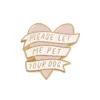 Roze hart banner emaille pins Goud zwart huisdier hond gerelateerde Broche Gift Animal Button Badge Cap Kleding revers speld sieraden cadeau