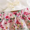 Barn blommor outfits tjejer topp + blommiga kjolar 2st / set 2018 sommar baby kostym boutique barn kläder sätter 2 färger c3837