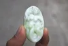 Natural shaanxi lantian county green white jade. Hand-carved talisman mermaid. Lucky oval charm pendant necklace.