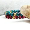 Groothandel 10 stks / partij Micro Pave CZ Kalparen Armband met 8mm Natuurlijke Blauwe Rose Tiger Eye Stone Beads Beaded Sieraden voor Gift
