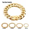 8mm/10mm/12mm/14mm/16mm/18mm armband i rostfritt stål 18K guldpläterade högpolerade Miami Cuban Link Men Punk Curb Chain Butterfly Spänne