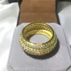 Vecalon Luxe Dames Ring Pave Set 320 stks Diamonique CZ Geel Goud Gevuld 925 Silver Anniversary Trouwring voor vrouwen Mannen