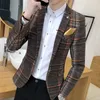 Boutique Mode Klassieke Plaid Heren Pak Jassen Enkele Gesp Trouwjurk Casual Jas Mannen Blazer xl