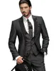 ファッションデザイナーのブラックメンズスーツ3ピースの新郎スーツ結婚式スーツベストメンズスリムフィットグルームタキシード（ジャケット+ベスト+パンツ）