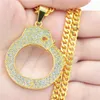 Hip Hop Handschellen Gold Anhänger Halsketten Anhänger Bling Bling Iced Out Kristall Halsketten Edelstahl Seil Kette