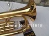 Fransk Horn 3 Rett Key BB Horn Brass Tube Gold Lacquer Music Instrument Baritone Horn med munstycke och nylonfall