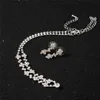 Conjunto de brincos de colar de cristal de dama de honra prateado, joias de noiva de casamento XBUK5320994