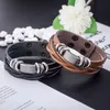 Fashion Punk Retro Multilayer Black Brown Braccialetti di fascino in pelle marrone per uomo Donna Bangles Gioielli Party Club Decor