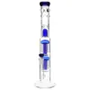 Hookah glas bong 18.5 "vattenrör dubbel 8x arm-träd kupol perc utan skott hål blå färg