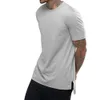 OA herr mode super longline t-shirt med stegade hemskjorta avslappnade toppar fast färg bomull kort ärm andedräkt tee