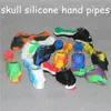 Unbreakable flexible many colors for chose small silicone smoking hand pipe with a removable metal/glass dish