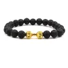 Nouveau 8mm Lava Rock Haltère Givré Bracelets Or Argent Noir Bracelets Pour Femmes Hommes Cadeau