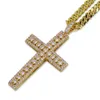 Hip Hop Plaqué Or 18K Iced Out Cubic Zirconia Croix Pendentif Collier avec 4mm 60cm Cuba Chaîne Collier Hommes Femmes diamants Bijoux