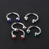 mix 614mm Silver Septum Gem Eyebrow Piercing 100pcslot with 10 color Body Piercing 16G Nose Hoop Tragus Ear Body Jewelry Men2173843