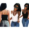 All'ingrosso-YEJIA FASHION Nero Mini Crop Top Spaghetti Strap Sexy Canotta senza maniche Backless Off spalla Top con scollo a V Beach Bralet Blusa