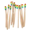 Brosse à dents en bois colorée Brosse à dents en bambou Manche en bois en fibre de bambou souple Écologique à faible teneur en carbone pour adultes et enfants