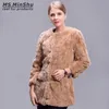 Moda mulheres coelho casaco de pele de inverno coelho casaco longo genuíno rex coelho outwear com cinto de bolso ms.minshu