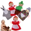 4pcsLot enfants jouets doigt marionnettes poupée jouets en peluche petit chaperon rouge en bois tête conte de fées histoire racontant des marionnettes à main3222190