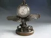 18 cm * / Collect Bronze Copper Eagle Skulptur mechanische Uhr Tischuhr Statue