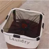 HOT 영업 휴대용 단일 격자 세탁 바구니 갈색과 흰색 스토리지 바구니 홈 스토리지 조직 세탁 바구니