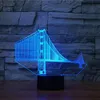 3D Golden Gate Bridge Night Light Touch Table Optical Illusion Lamps 7 Färg Byt ljus Hemdekoration Xmas Birthday GI278L