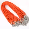 1.5MM 2MM Wax Leather Beading Necklace Cord String Snake Rope Wire Lobster Clasp Chain Fashion DIY jewelry Components in Bulk 45cm+5cm