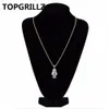 TOPGRILLZ Hip Hop Gold Farbe Überzogene Kupfer Iced Out Micro Pflastern CZ Astronaut Anhänger Halskette Für Männer Trendy Schmuck