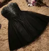 Robe de bal noire scintillante, robe de soirée courte et Sexy, rose, plis en Tulle, perles scintillantes avec paillettes et cristal