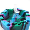 Hexagon silicone Ashtray Eco Friendly Unbreakable Soft Rubber High Temperature Heat Resistant Colorful Holder Smokers put