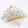 Meisjes kroon hoofdband Prinses Tiara Kroon Goud Zilver Hoofdband Elastische Verjaardagscadeau Pography Props Baby Baby Hoofdband2475711