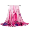 Ny Ankomst Mode Kvinnors Scarf Big Leafs Print Chiffon Silk Scarves Tunna Lång Sjalar Höst och Vinter Hijab Wraps Beach Cover