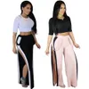 Agasalho Sexy Night Club Cropped Curto Com Calças De Cintura Alta Conjunto de 2 Peças Casual Feminino para o Verão