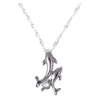 Femmes fille nouvelle mode mignon argent plaqué Double dauphin strass chaîne courte pendentif collier bijoux accessoires 250H