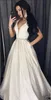 Elegant Plus Size Prom Dresses with pockets beaded belt A-Line deep v neck Floor-length Long Formal Dress Evening Gown Beads Robe De Soiree