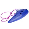 2 PCS of (12 Hole Ocarina Plastic Alto C Vessel Flute Wind Musical Instrument Legend with Music Score Blue)